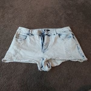 Bleached blue jeans shorts